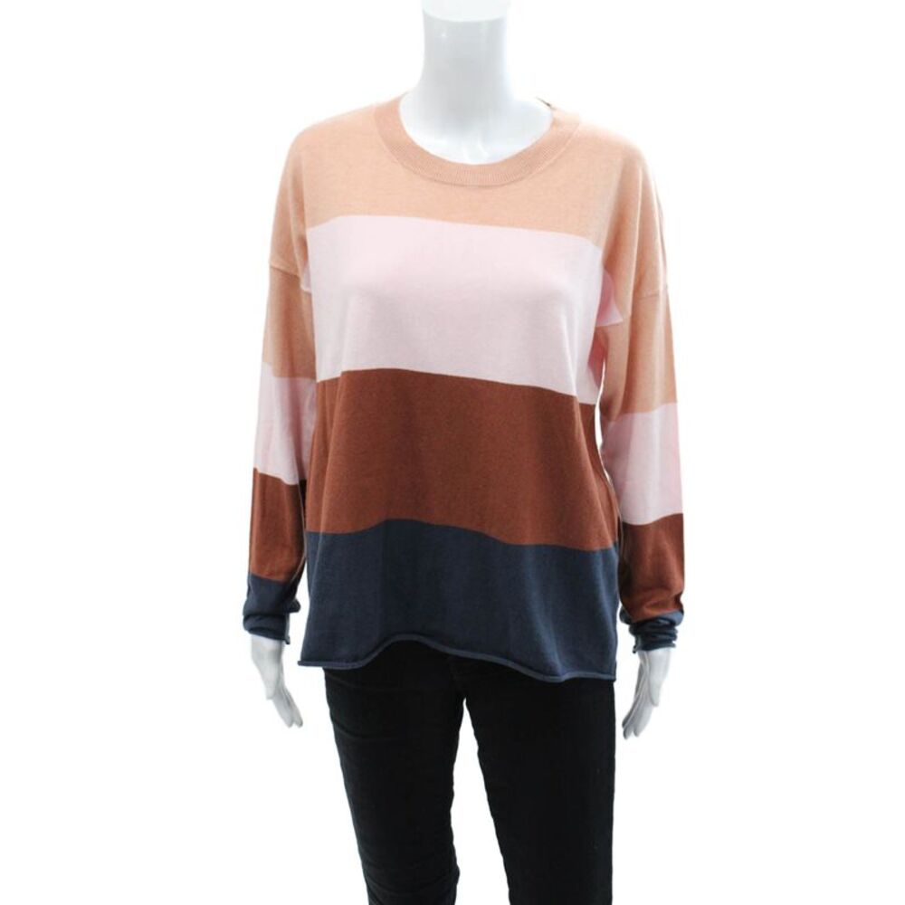 WISPR Womens Cotton Crew Neck Long Sleeve Striped Knit Top Multicolor Size M